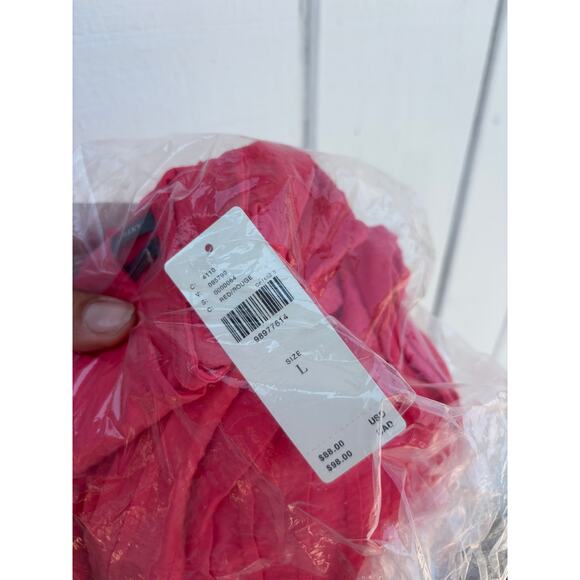 NWT Anthropologie The Della Pleated-Waist‎ Shell Top, Red, Sz L - Picture 3 of 6